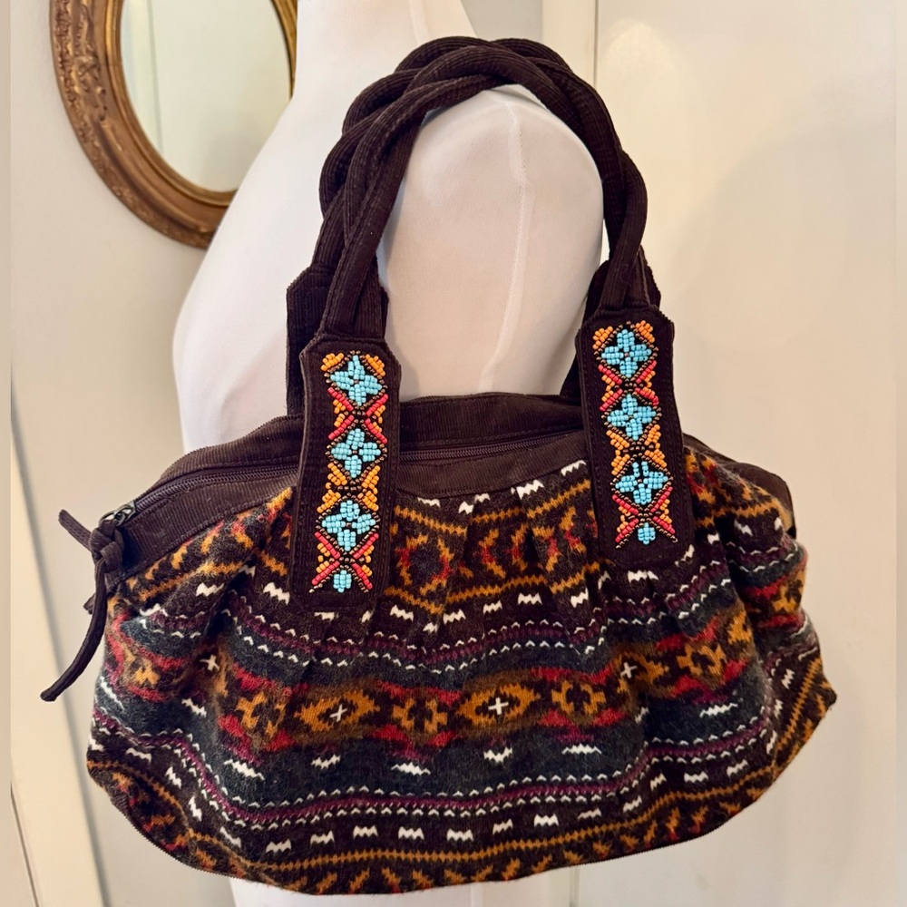 Nadara Retro Aztec Beaded Handbag vintage Fall Winter purse